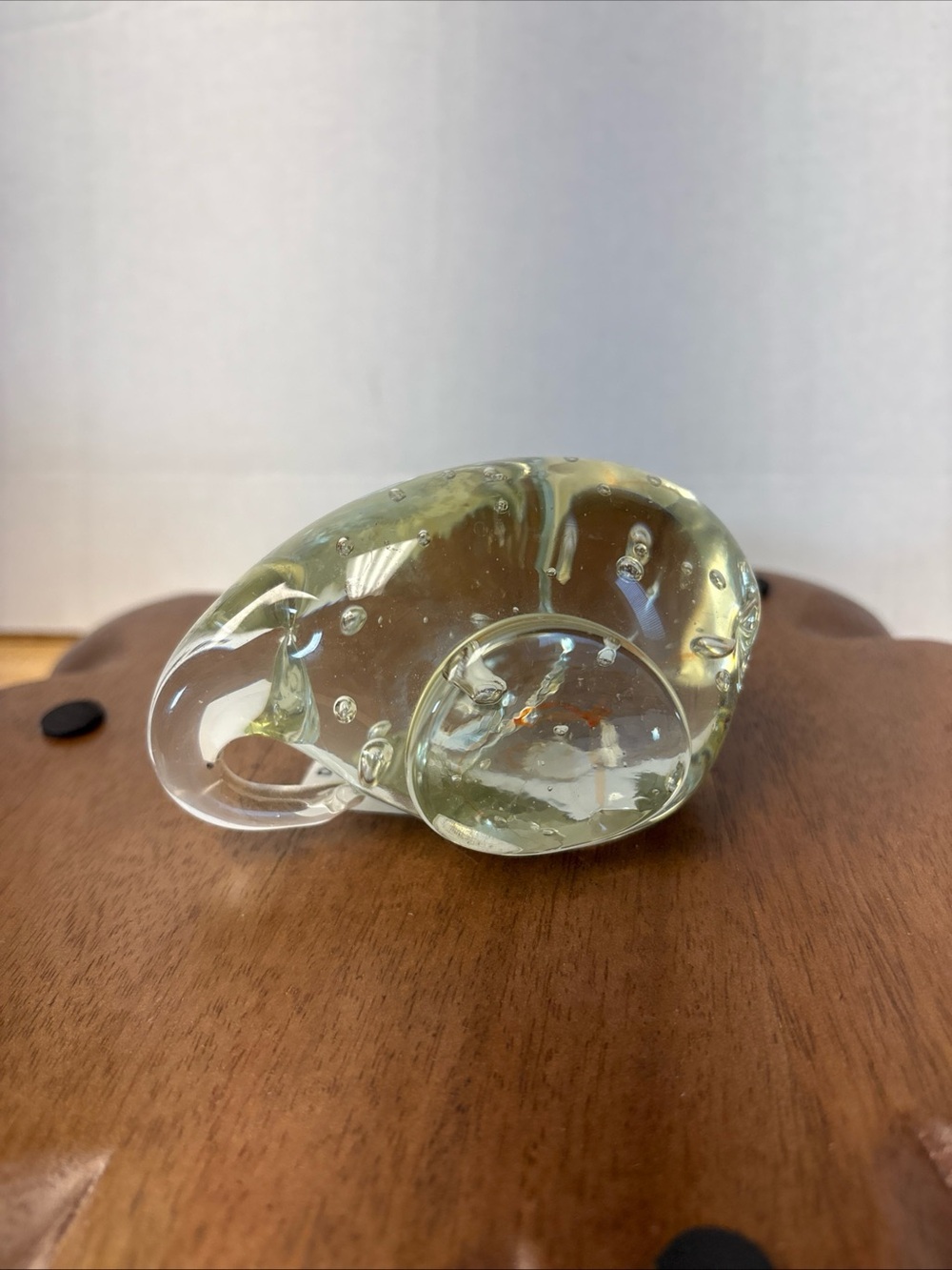 Vintage Glass Elephant Animal Figurine Bubbles Paperweight Clear Solid  3 1/2”